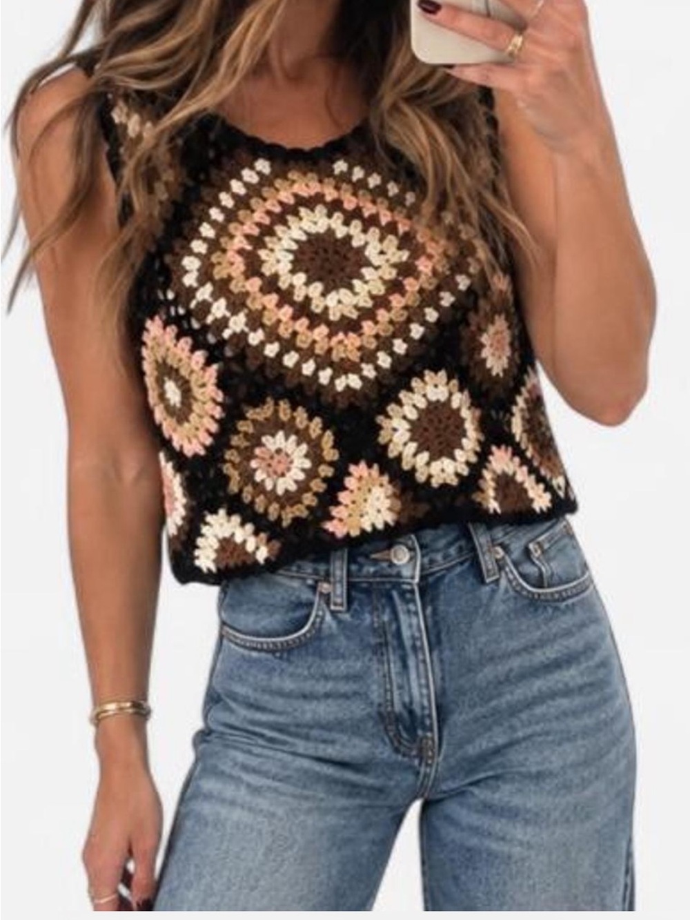 Alter’d State Crochet Granny Square Crop Top S